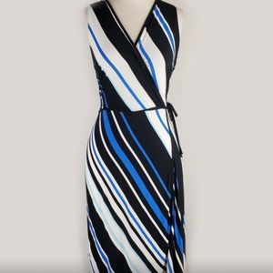 White House Black Market striped A-line faux wrap